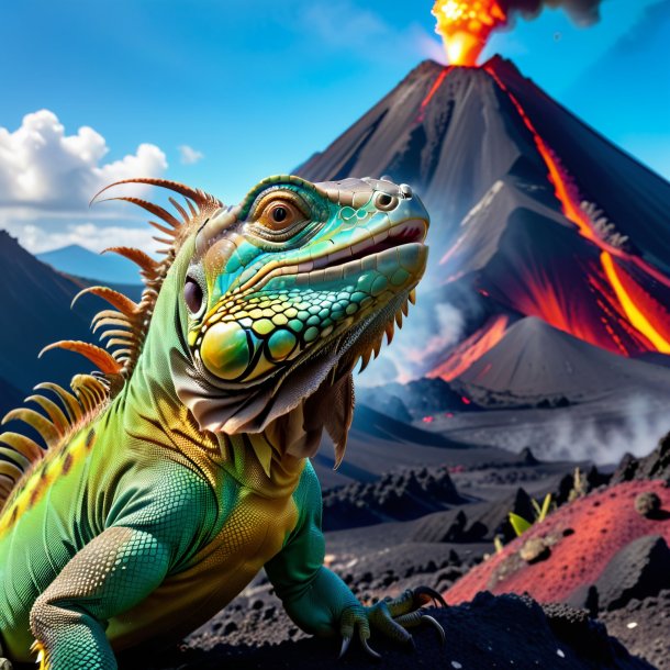 Pic of a eating of a iguana in the volcano