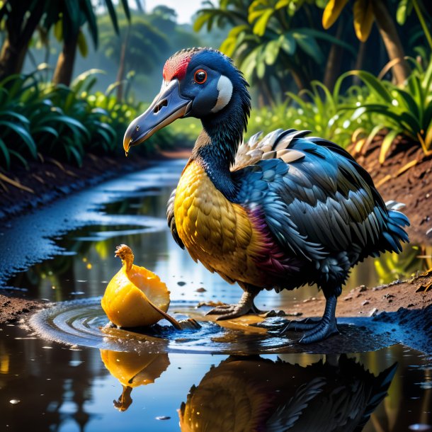 Image of a eating of a dodo in the puddle