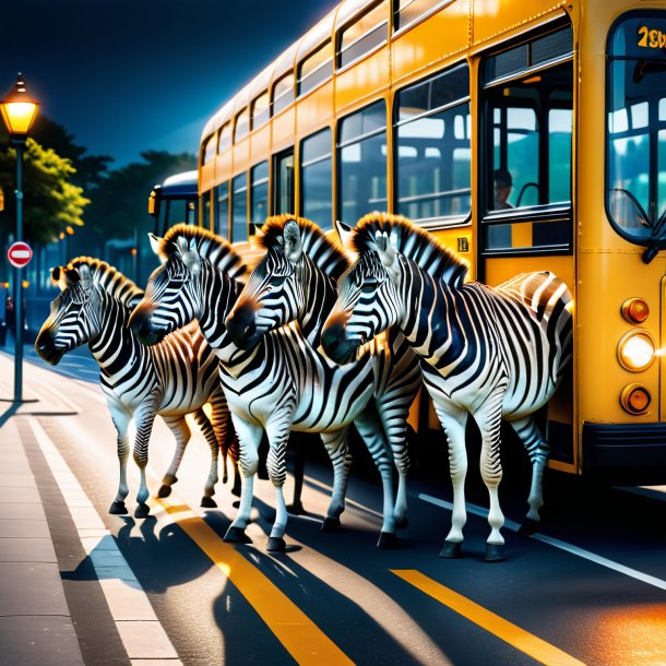 Foto de uma natação de uma zebra no ponto de ônibus