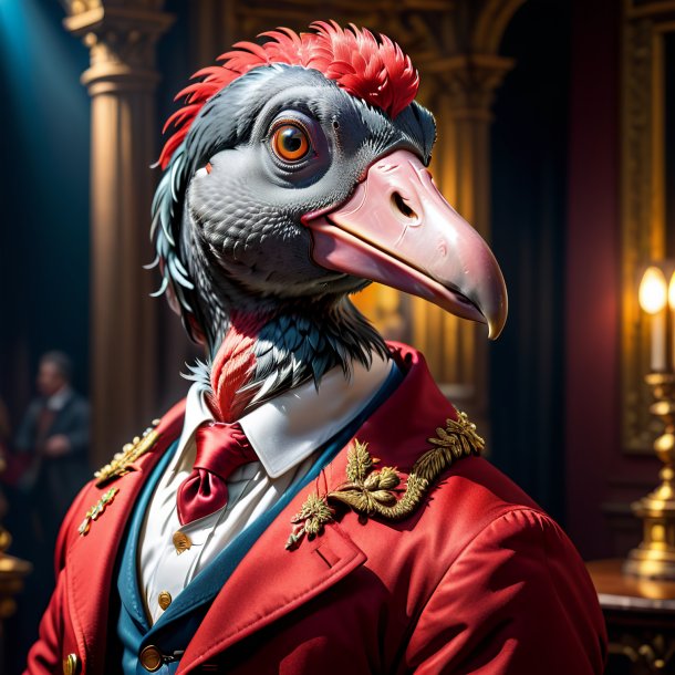 Pic d'un dodo dans un manteau rouge