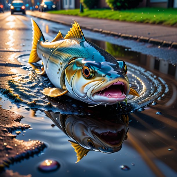 Picture of a crying of a haddock in the puddle