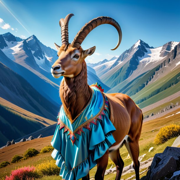 Picture of a ibex in a dress in the mountains