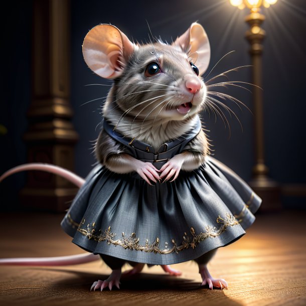 Image of a rat in a gray skirt