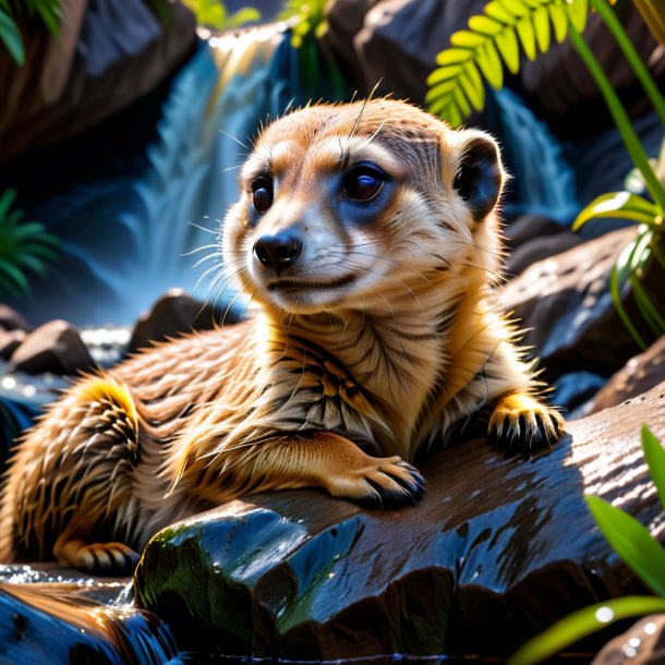 De um sono de um meerkat na cachoeira