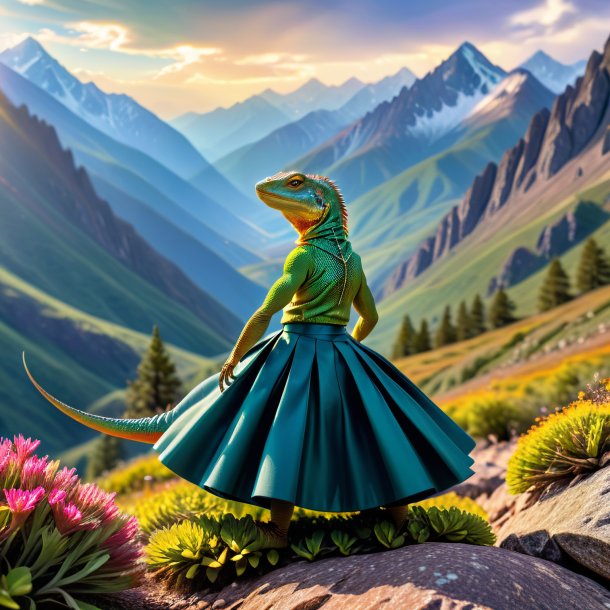 Pic of a lizard in a skirt in the mountains