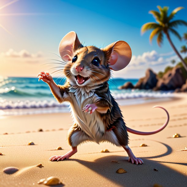 Pic d'une danse d'une souris sur la plage