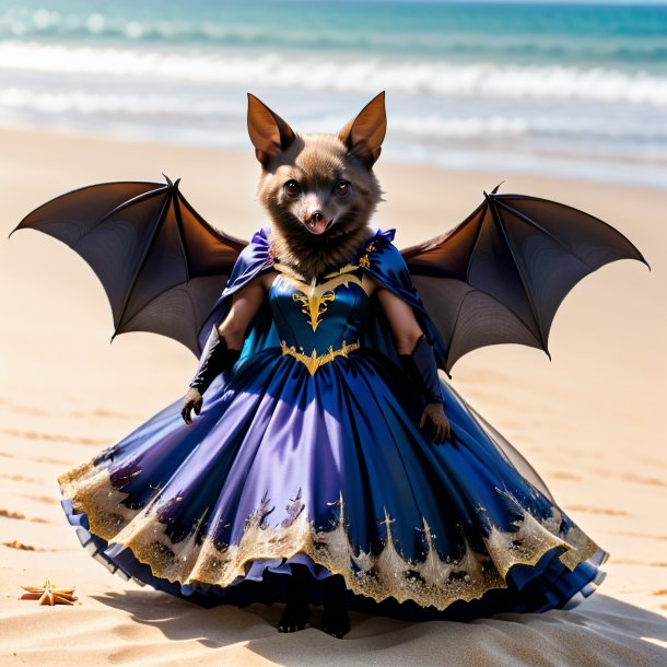 Foto de un murciélago en un vestido en la playa