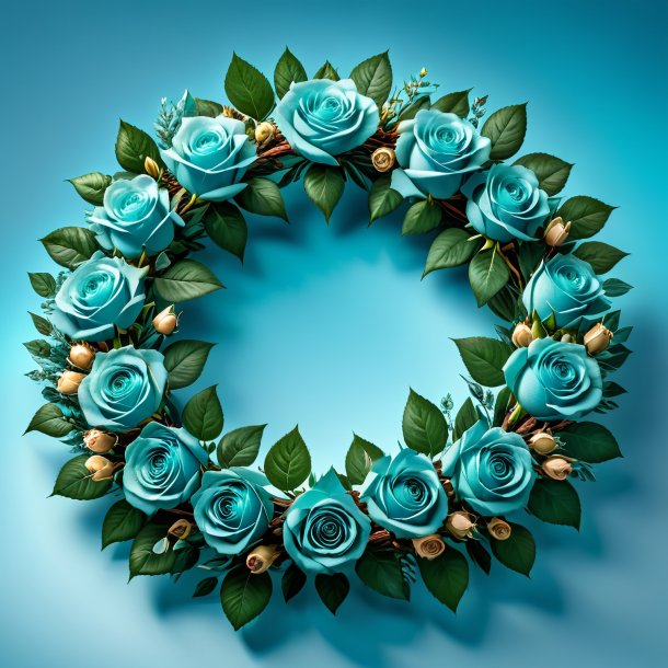 Photo of a aquamarine wreath of roses