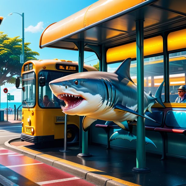 Picture of a drinking of a shark on the bus stop