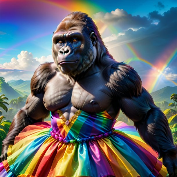 Pic of a gorilla in a dress on the rainbow