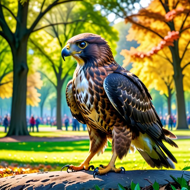 Picture of a playing of a hawk in the park