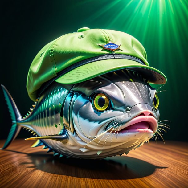 Image of a tuna in a green cap