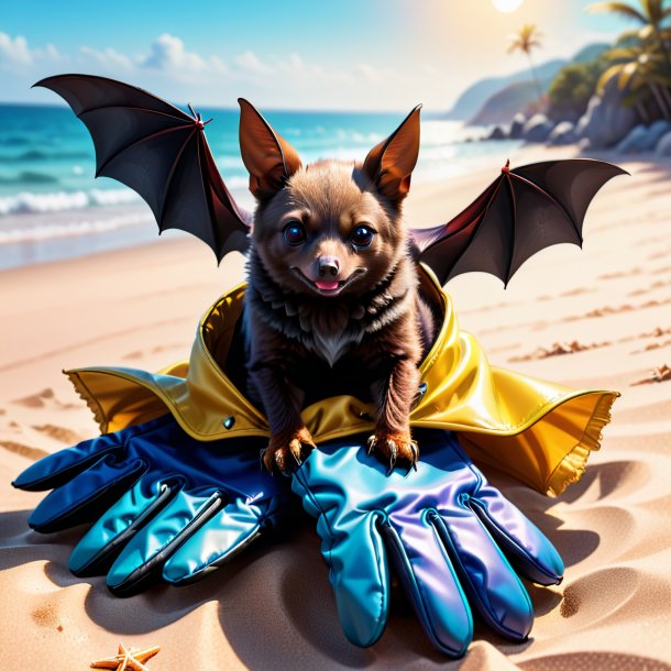 Drawing of a bat in a gloves on the beach