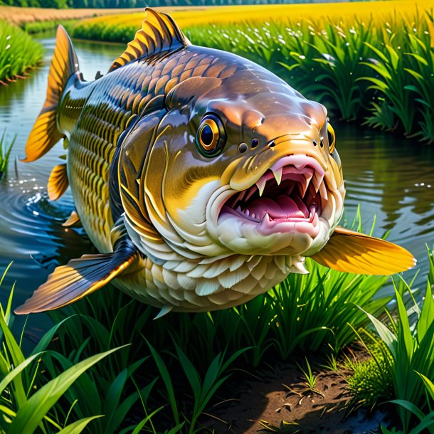 Pic of a angry of a carp in the meadow