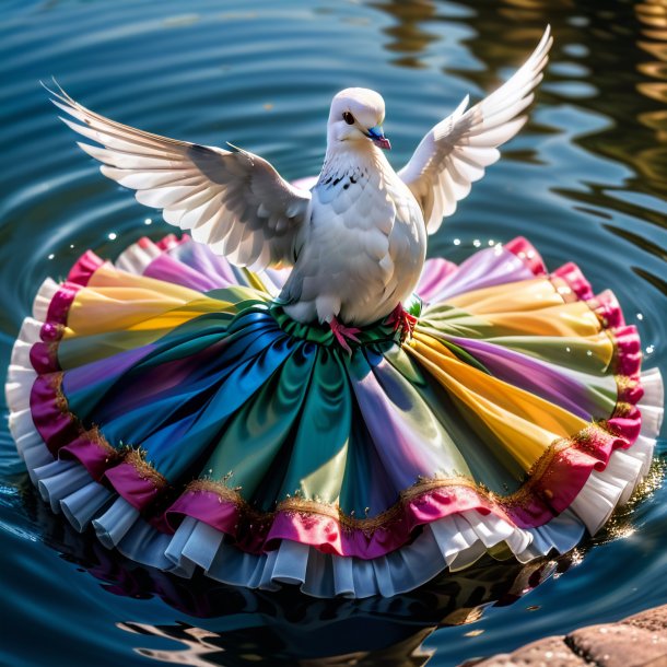 Foto de uma pomba em uma saia na água