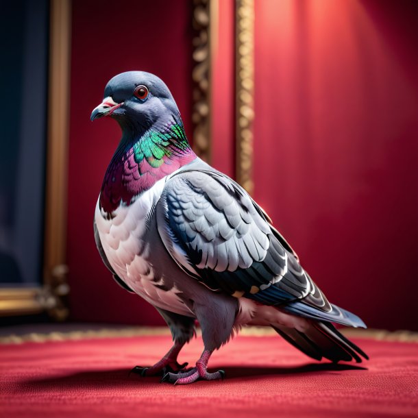 Pic d'un pigeon dans un jean rouge