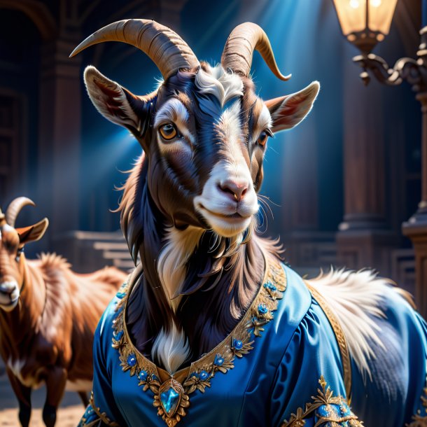 Picture of a goat in a blue dress