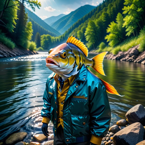 Foto de un pez en una chaqueta en el río