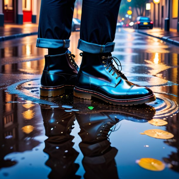 Photo of a mol in a shoes in the puddle