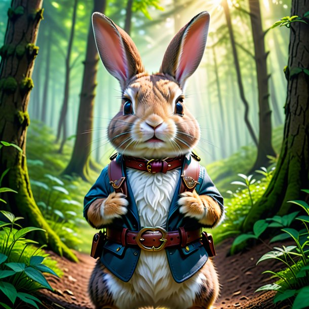 Pic of a rabbit in a belt in the forest