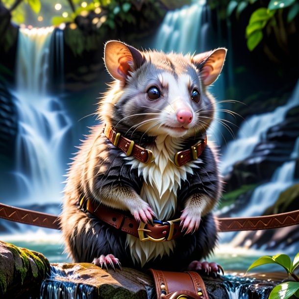 Pic d'un opossum dans une ceinture dans la cascade