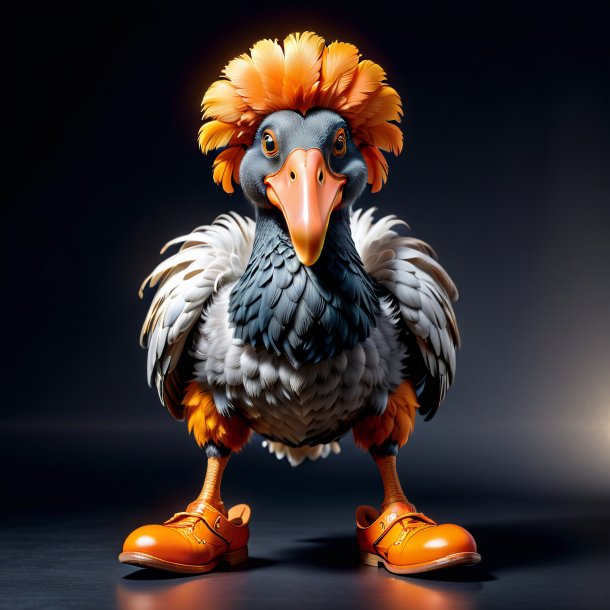 Photo of a dodo in a orange shoes