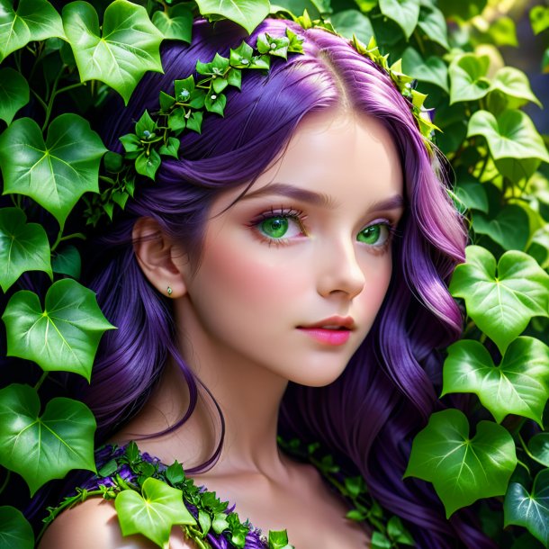 Retrato de uma hera violeta verde