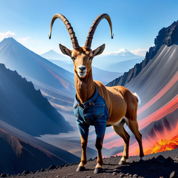 Pic d'un ibex dans un jean dans le volcan