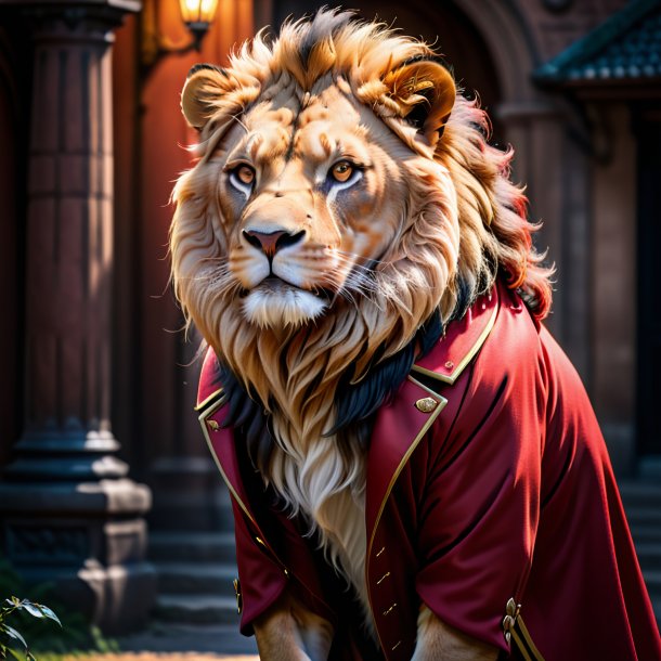 Image d'un lion dans un manteau rouge