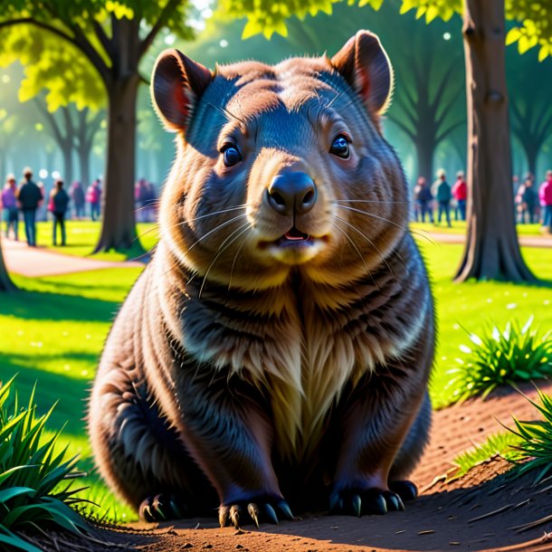 Imagem de uma espera de um wombat no parque