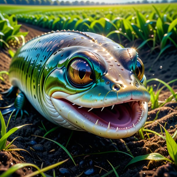 Image of a crying of a eel on the field