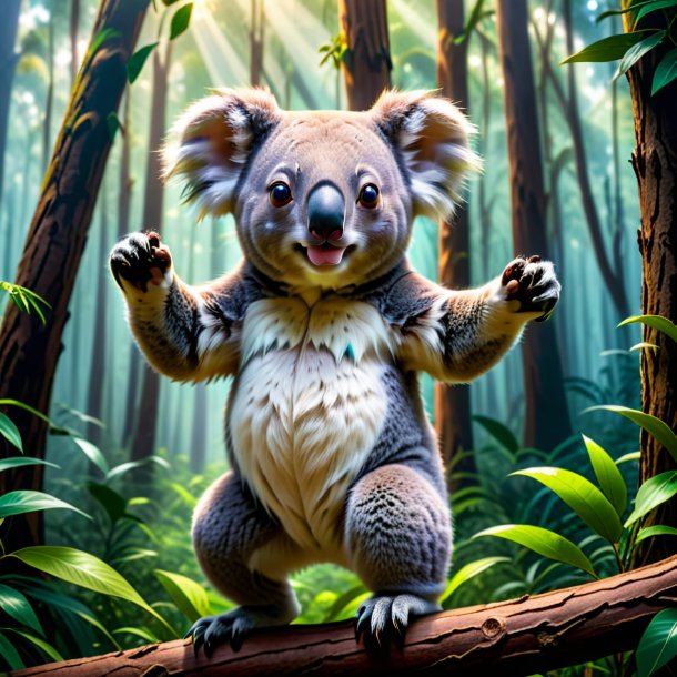 Photo of a dancing of a koala in the forest