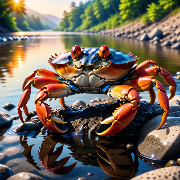 Image d'un crabe dans une chaussure dans la rivière