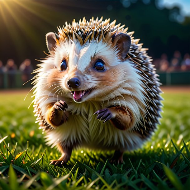 Pic d'une danse d'un hérisson sur le terrain