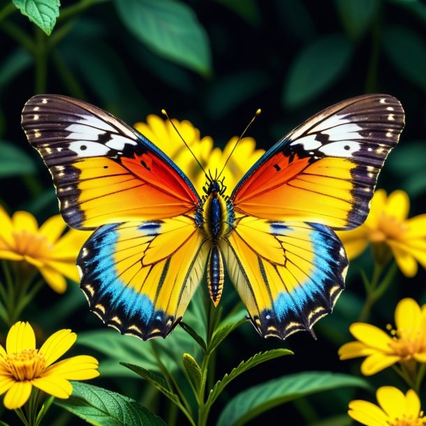 Foto de una mariposa en una gorra amarilla