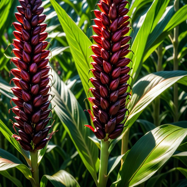 Foto de uma planta de milho vermelho