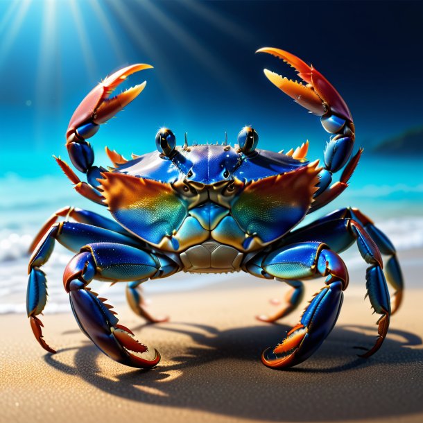 Image d'un crabe dans une ceinture bleue