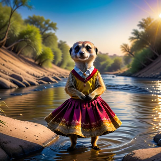 Image of a meerkat in a skirt in the river