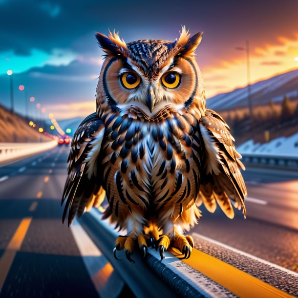 Pic of a owl in a gloves on the highway