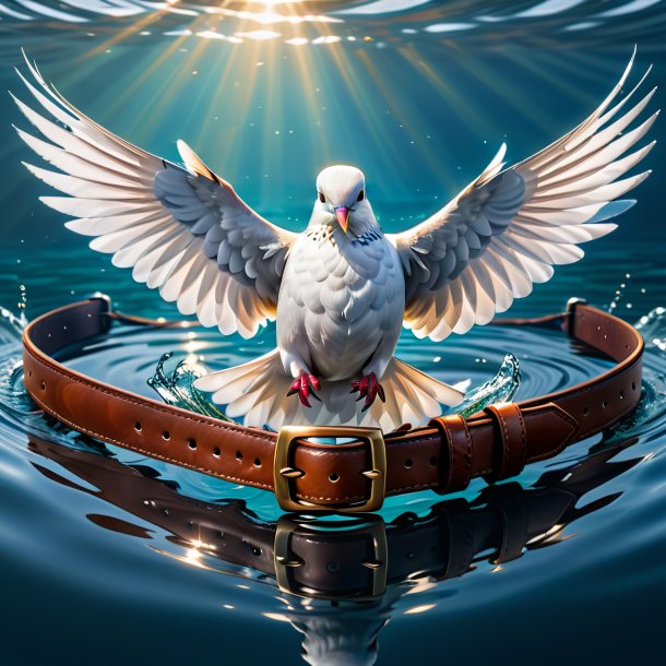 Illustration of a dove in a belt in the water