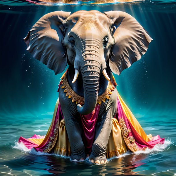 Photo of a elephant in a dress in the water