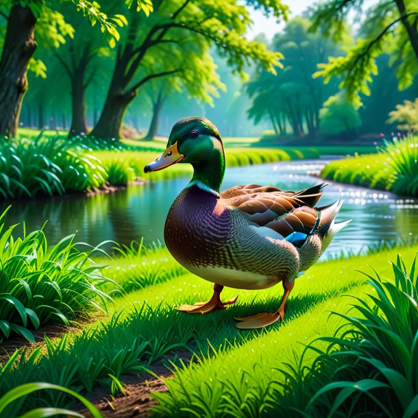 Image of a duck in a green belt