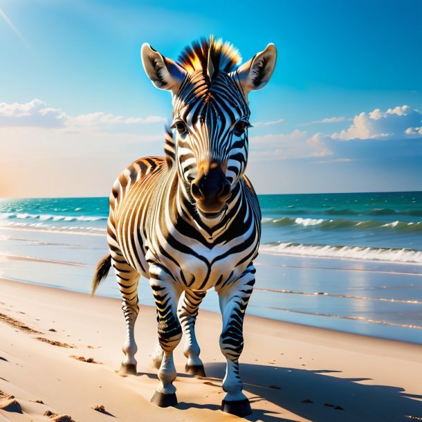 Foto de uma ameaça de uma zebra na praia