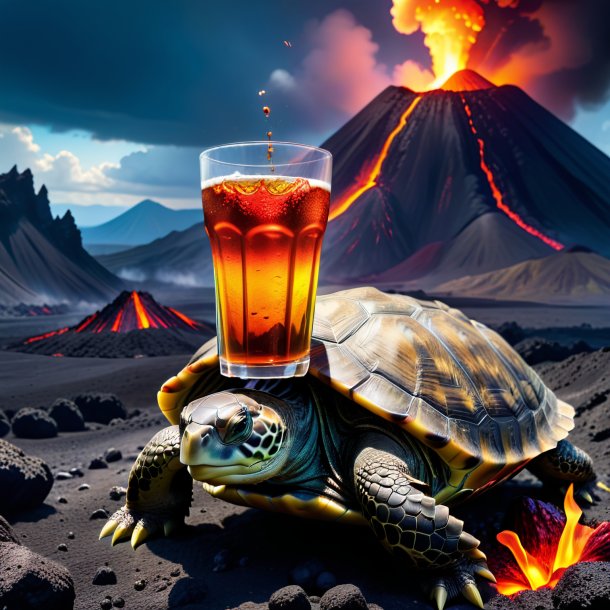 Image of a drinking of a turtle in the volcano