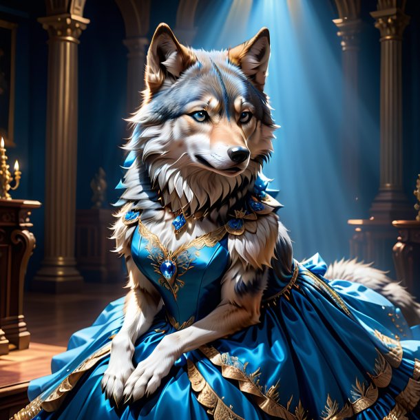 Picture of a wolf in a blue dress