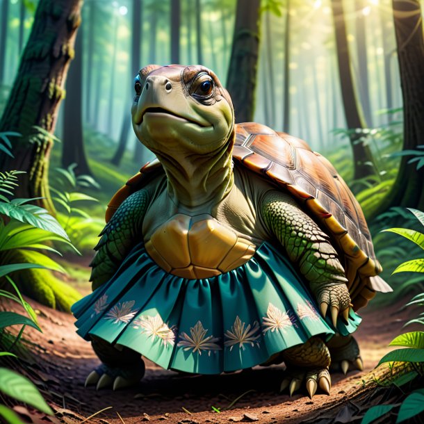 Pic of a tortoise in a skirt in the forest