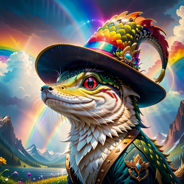 Picture of a pike in a hat on the rainbow