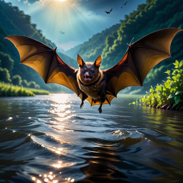 Photo of a bat in a belt in the river