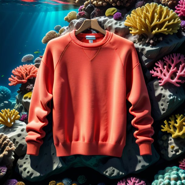 Photography of a coral sweater from concrete