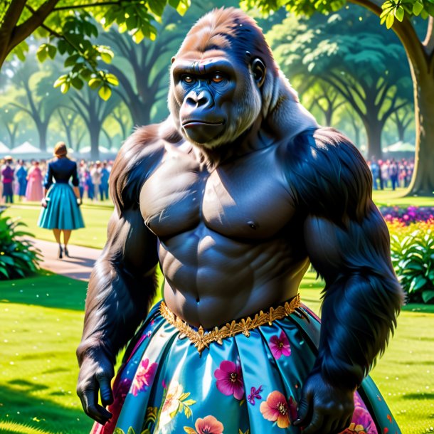 Pic of a gorilla in a dress in the park